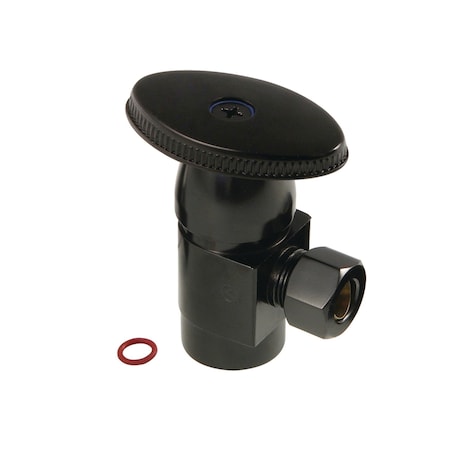 Kingston Brass 1/2"IPS x 3/8"O.D. Anti-Seize Deluxe Quarter Turn Ceramic Hardisc Cartridge Angle Stop, Matte Black CD43300VA